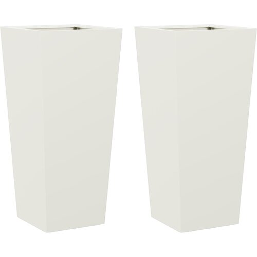 Maison Chic Vrtno korito - Greda - Cvetlični Lonec 2 kosa bela 35x35x75 cm jeklo, (21788657) Slike
