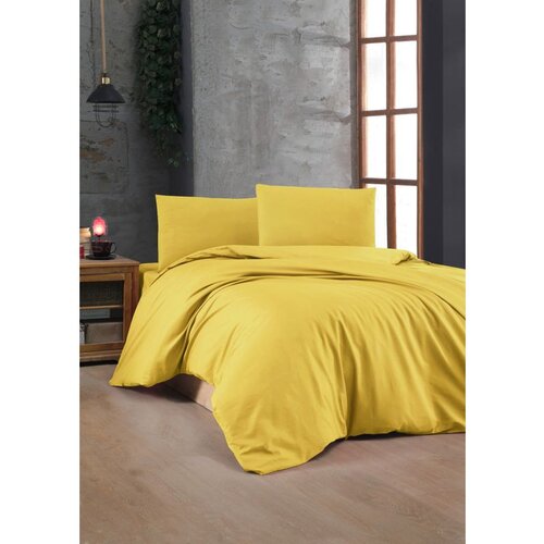 Dark yellow yellow ranforce super king quilt cover set (fr) Cene