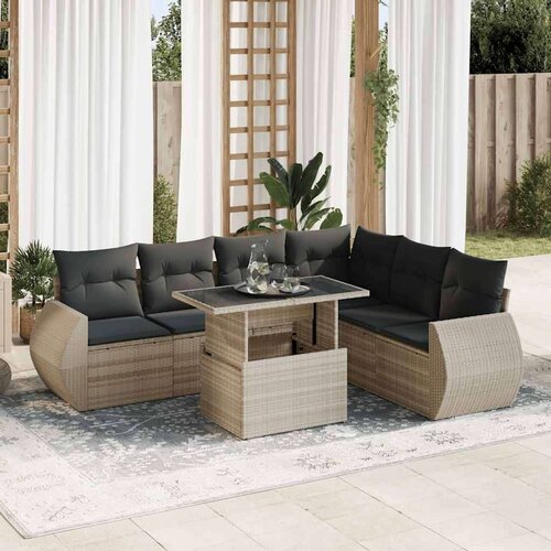 vidaXL 7-dijelni set vrtnih sofa svjetlosivi od poliratana Cijene