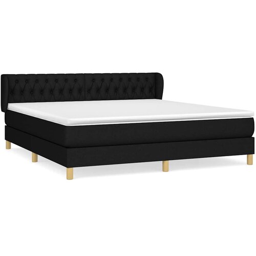  Krevet s oprugama i madracem crni 180x200 cm od tkanine Slike