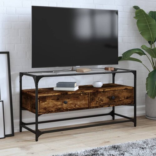 vidaXL TV ormarić sa staklenom površinom boja hrasta 98x35x51 cm drvo Cijene