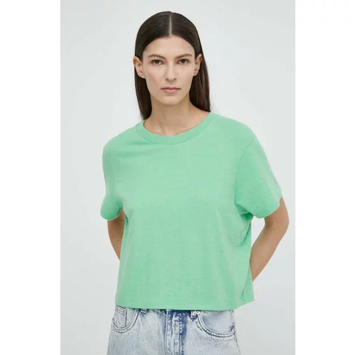 American Vintage Majica kratkih rukava T-SHIRT MC COL ROND US za žene, boja: zelena, YPA02GE24