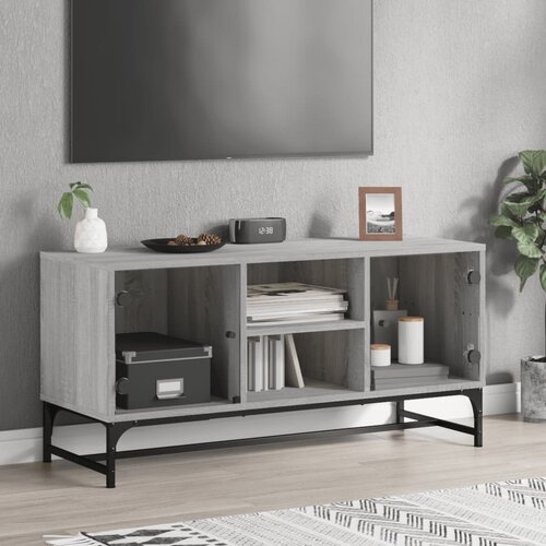  The Living Store TV omarica s steklenimi vrati siva sonoma 102x37x50 cm - TV Omarica, (21555357) Slike