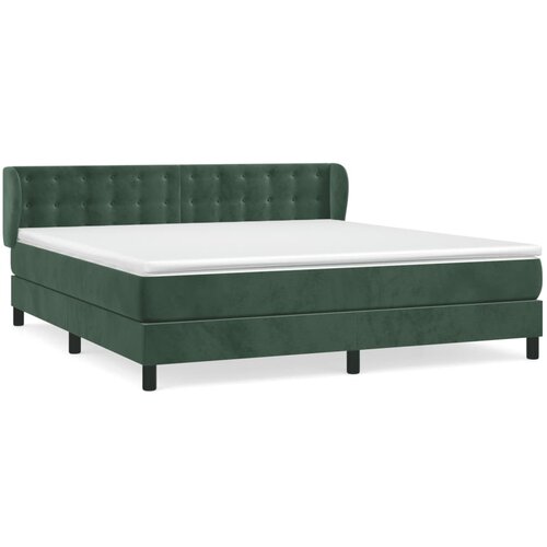 VidaXL Box spring postelja z vzmetnico temno zelena 160x200 cm žamet, (20899620) Slike