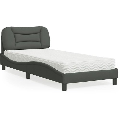 VidaXL Postelja z vzmetnico temno siva 80x200 cm blago Slike