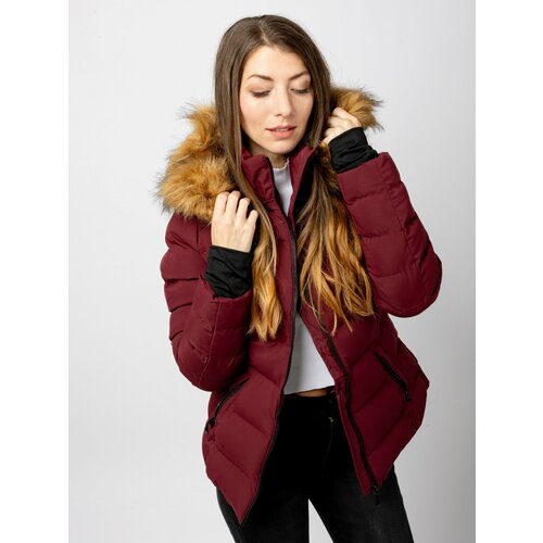 Glano Women's quilted winter jacket - burgundy Cene