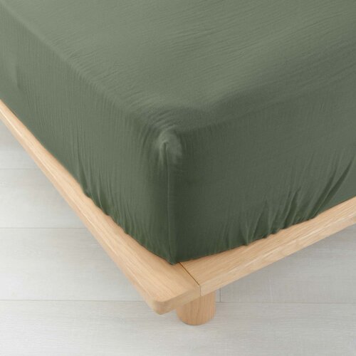 Douceur d intérieur Kaki zelena plahta s gumom od muslina 140x190 cm Angelia – Cijene