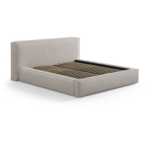 Micadoni Svijetlo sivi tapecirani bračni krevet s prostorom za odlaganje s podnicom 200x200 cm Simon Olivia – Cijene