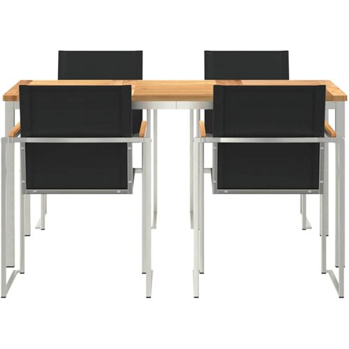  Vrtni set za objed 5 pcs Masivni teak drvo i nehrđajući čelik Slike