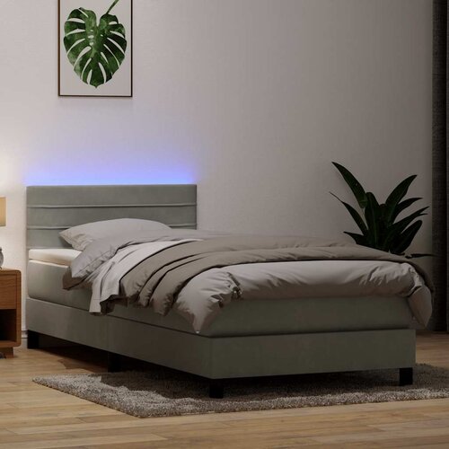 VidaXL Box Spring krevet s madracem svijetlo sivi 90x210 cm bar&amp;scaron;un Slike