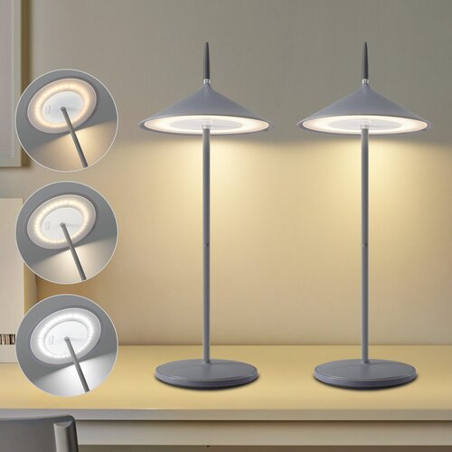 Nettlife Lampe de table sans fil lampe de chevet batterie lot de 2 lampes de table LED 1800mhA rechargeable tactile dimmable moderne gris IP44 USB, (22143966) Cene
