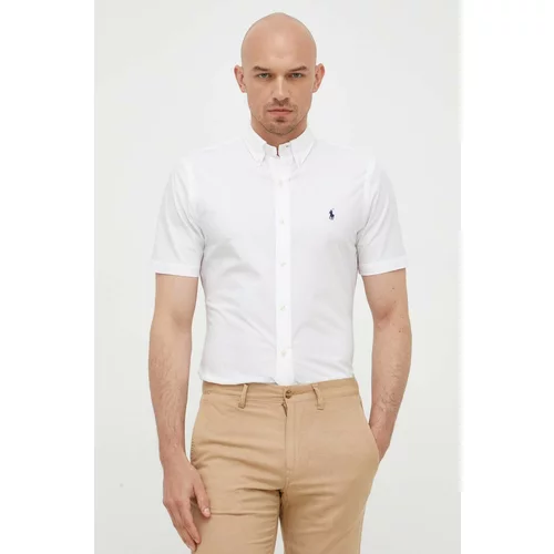 Polo Ralph Lauren Košulja za muškarce, boja: bijela, slim, o button-down ovratnikom