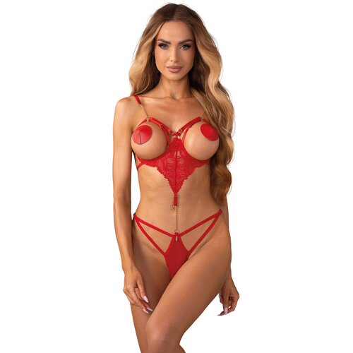 Obsessive Matildea Crotchless Teddy Red S/M Slike