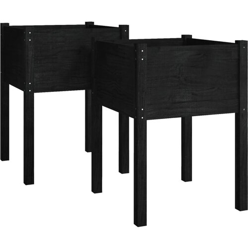 Maison Chic Vrtno cvetlično korito - Cvetlični Lonec 2 kosa črno 50x50x70 cm trdna borovina, (21789177) Cene