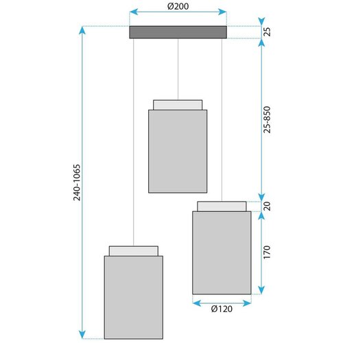 Toolight Viseća Lampa APP1811-3CPR Frosted Grey Slike