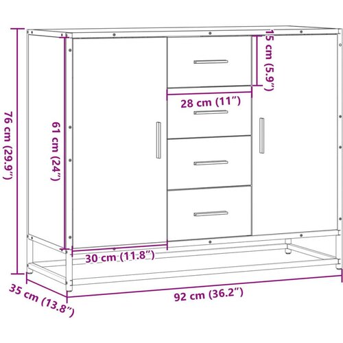 VidaXL Komoda sonoma hrast 92x35x76 cm izrađeno drvo Slike