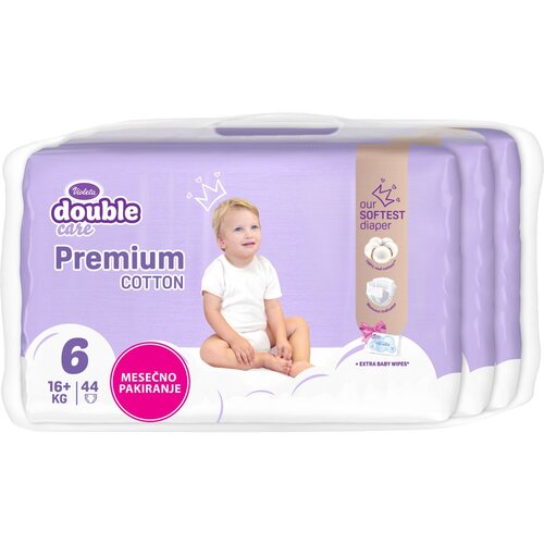 Violeta plenice Double Care Premium Cotton 6 Junior (16+ kg), mesečno pakiranje, 132 kos 44 kos 100515 Slike