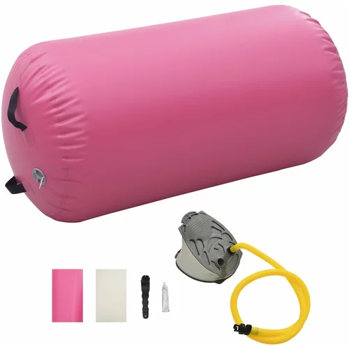 vidaXL Napihljiv gimnastični valj s tlačilko 120x75 cm PVC roza