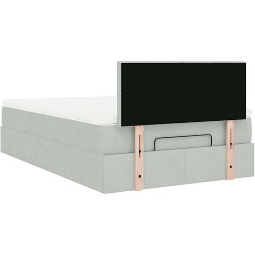 VidaXL Okvir kreveta s madraca svijetlosivi 120x200cm bar&amp;scaron;unasti Slike
