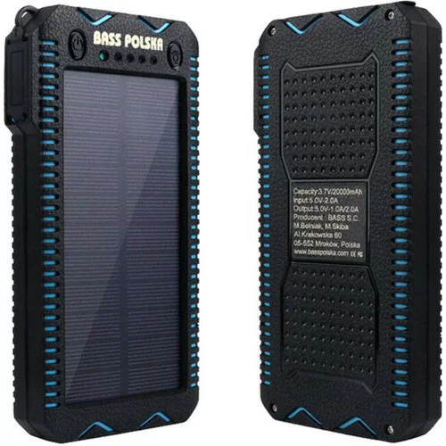 Bass_Polska BASS POLSKA solarni 2x USB powerbank 10000mAh + LED svetilka