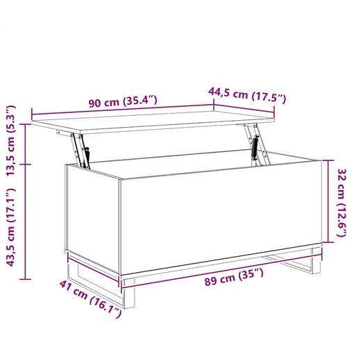  Stolić za kavu boja staro drvo 90x44,5x45 cm konstruiranog drva Slike