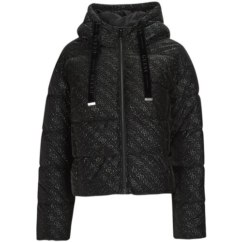 Guess Puhovke 4G LOGO HOODED PUFFA Črna Slike