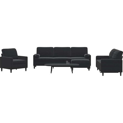  4-dijelni set sofa s jastucima crni baršunasti Cene