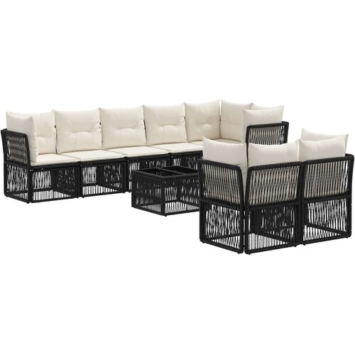 vidaXL Vrtna sedežna garnitura 9 pcs Črna poli ratan, (5000272000) Cene