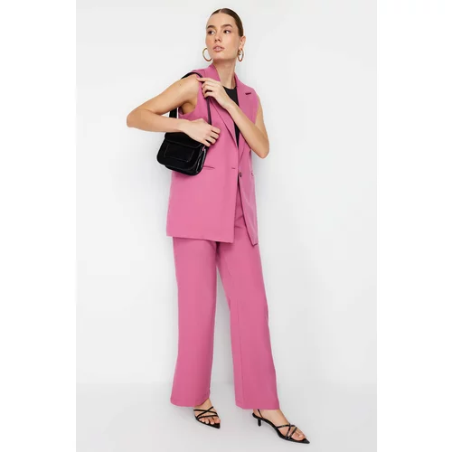 Trendyol Lilac Regular Fit Vest and Wide Leg Trousers Woven Bottom-Top Set