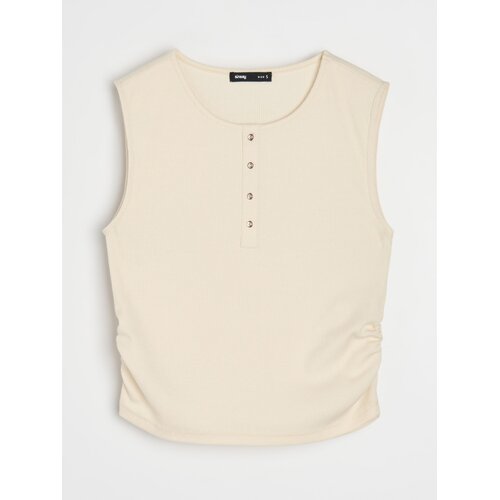 Sinsay Rebrasta bluza bez rukava s gumbima s dodatkom viskoze Slike