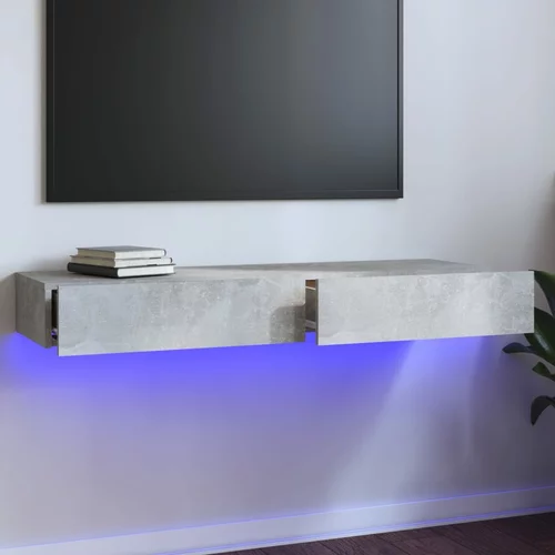 TV ormarić s LED svjetlima siva boja betona 120x35x15,5 cm