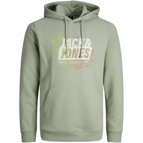 Jack & Jones Sweater majica 'MAP SUMMER' limeta zelena / pastelno zelena / narančasta / prljavo bijela