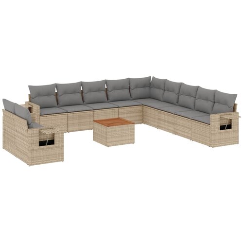  12-dijelni set vrtnih sofa s jastucima bež od poliratana Slike