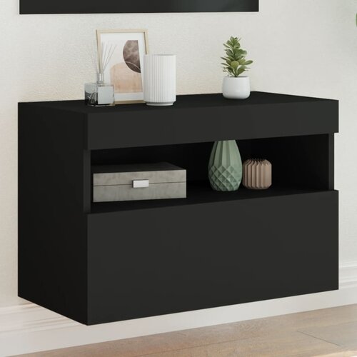  The Living Store Stenska TV omarica z LED lučkami črna 60x30x40 cm - TV Stenska Omarica, (21555800) Cene