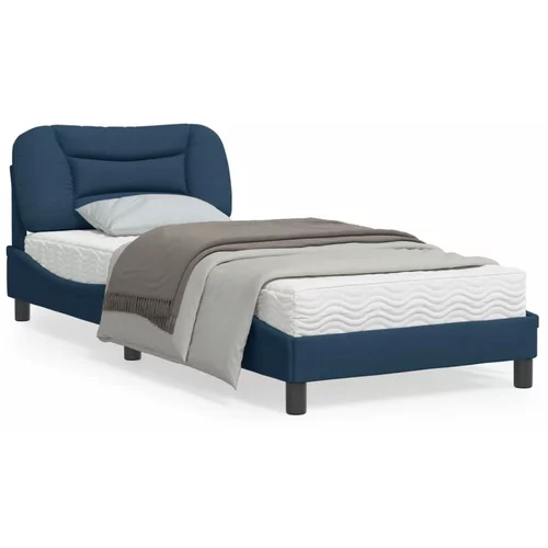  Okvir za krevet s uzglavljem plavi 90x190 cm od tkanine