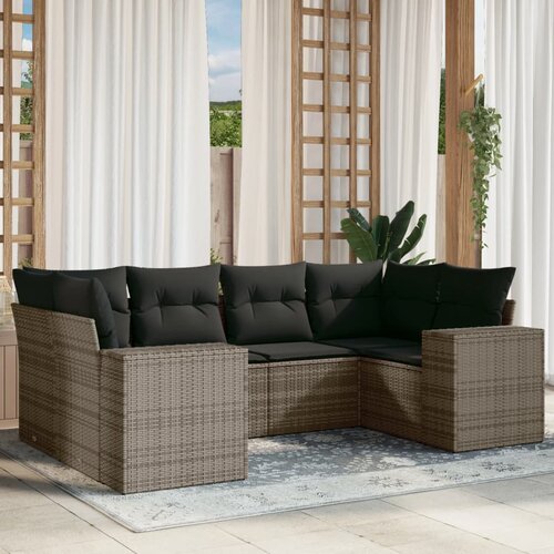 vidaXL 6-dijelni set vrtnih sofa od poliratana s jastucima sivi Cijene