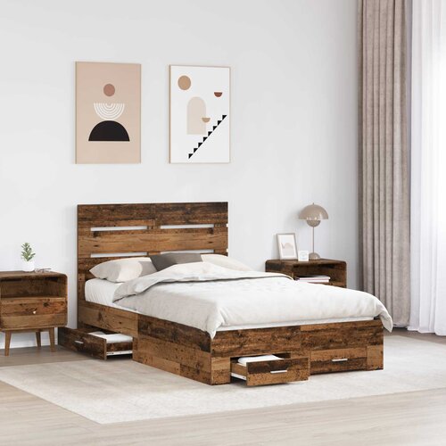  Krevetna konstrukcija Staro drvo 120 x 190 cm Konstruirano drvo Smeđa 190 x 123 x 100 cm Slike
