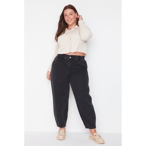 Trendyol Curve Black High Waist Detailed Pocket Mom Jeans Slike