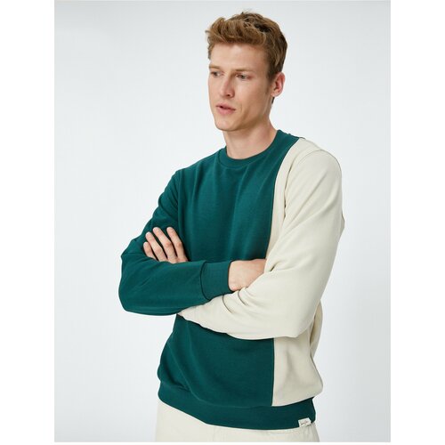 Koton Crew Neck Sweatshirt Color Block Long Sleeve with Labels Printed Slike