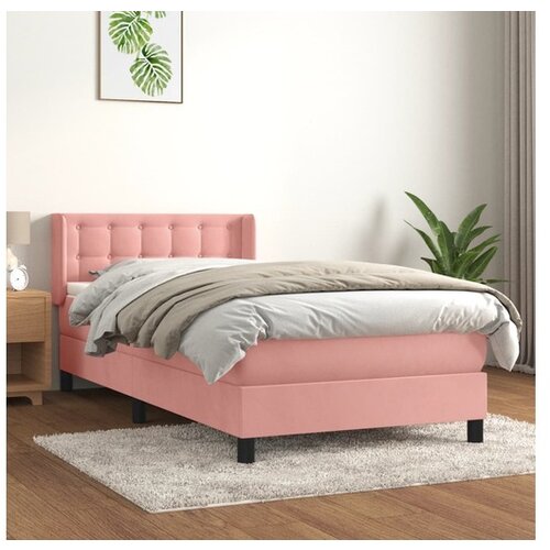 vidaXL Box spring postelja z vzmetnico roza 100x200 cm žamet Cene