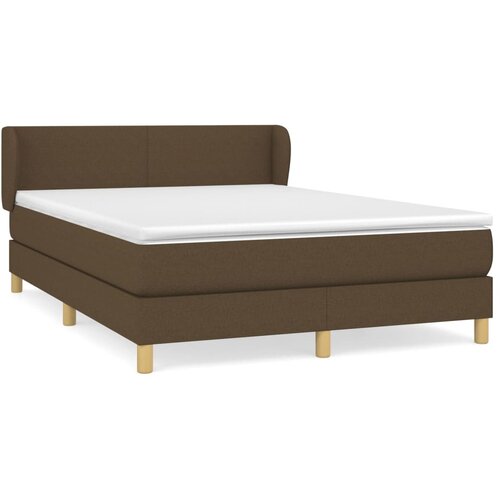  Krevet s oprugama i madracem tamnosmeđi 140 x 190 cm od tkanine Slike