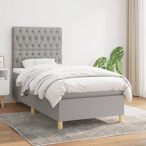 The Living Store Box spring postelja z vzmetnico svetlo siva 90x200 cm blago - Box Spring Postelja, (21516173) Cene