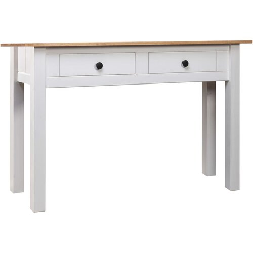 VidaXL Konzolna mizica bela 110x40x72 cm trdna borovina Panama Range Slike