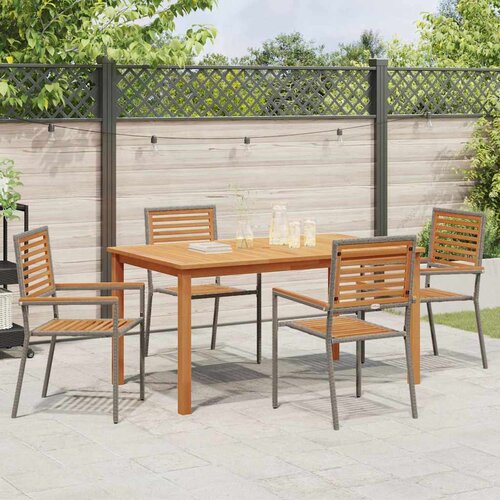  Vrtni set za objed 5 kom. Siva Čvrsto drvo akacije 150 x 90 x 74 cm Slike