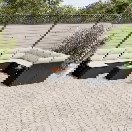  The Living Store Vrtna sedežna garnitura 12-delna z blazinami črn poli ratan - Vrtna Sedežna Garniture, (21479516) Cene