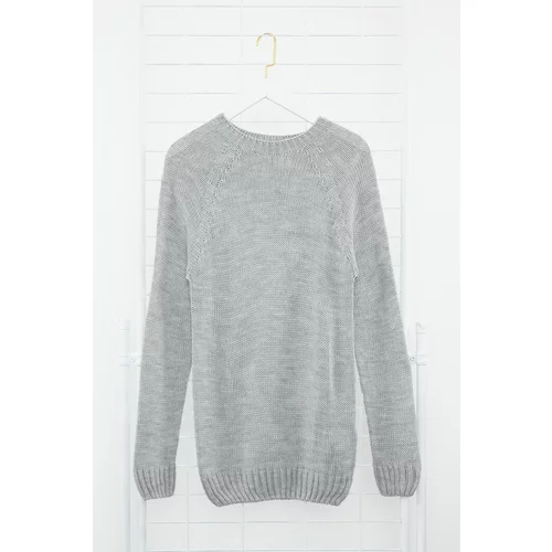 Trendyol Men's Gray Slim Fit Crew Neck Raglan Sleeve Seamless Basic Knitwear Sweater