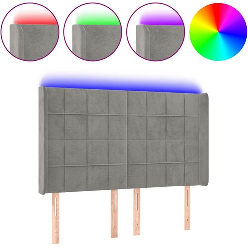 Maison Chic led posteljno vzglavje - vzglavna omarica - nočna omarica svetlo sivo 147x16x118/128 cm žamet, (21712772) Slike