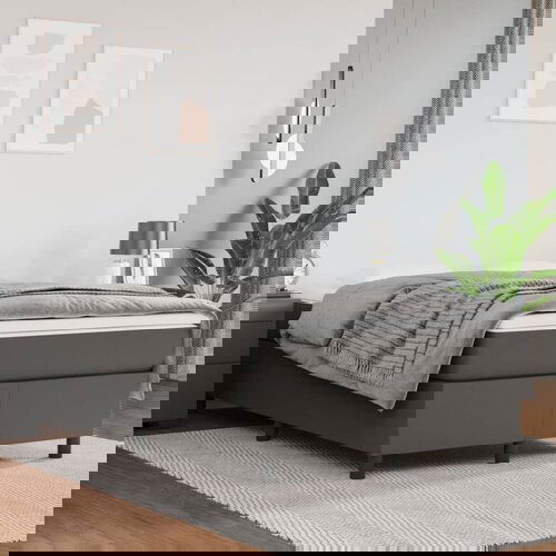 VidaXL Box spring posteljni okvir siv 120x200 cm umetno usnje Slike