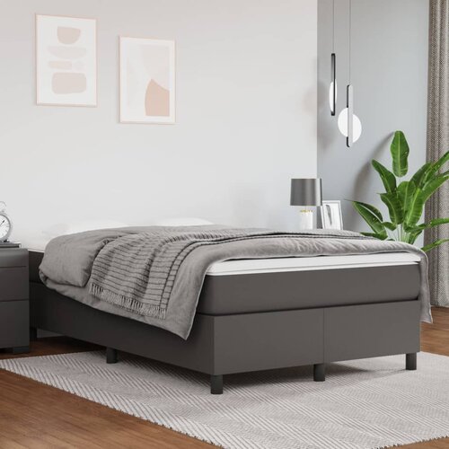 VidaXL Okvir za krevet s oprugama sivi 120x200 cm od umjetne kože Slike