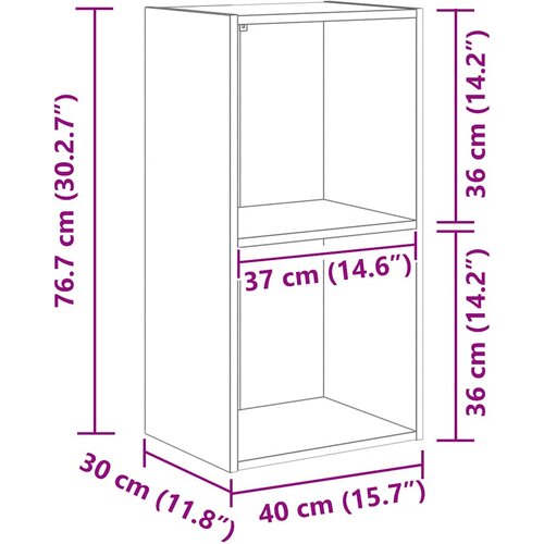  za knjige s 2 razine boja betona 40x30x76,5 cm drveni Slike